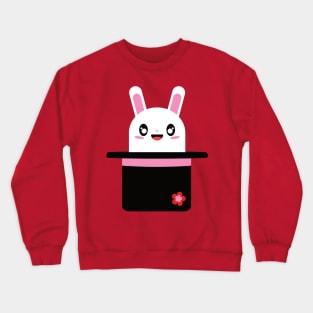 Cute Rabbit In Magicians Hat Crewneck Sweatshirt